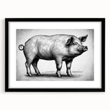 Black-framed wall art featuring a whimsical pig design from the "Animals A Wild Life" collection, showcasing colorful, playful illustrations perfect for animal lovers and home decor enthusiasts. Ideal for adding a touch of fun to any room.