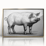 Framed acrylic wall art featuring a vibrant pig design from the "Animals A Wild Life" collection, set against a gold background, showcasing intricate details and lively colors. Ideal for animal lovers and modern decor enthusiasts.