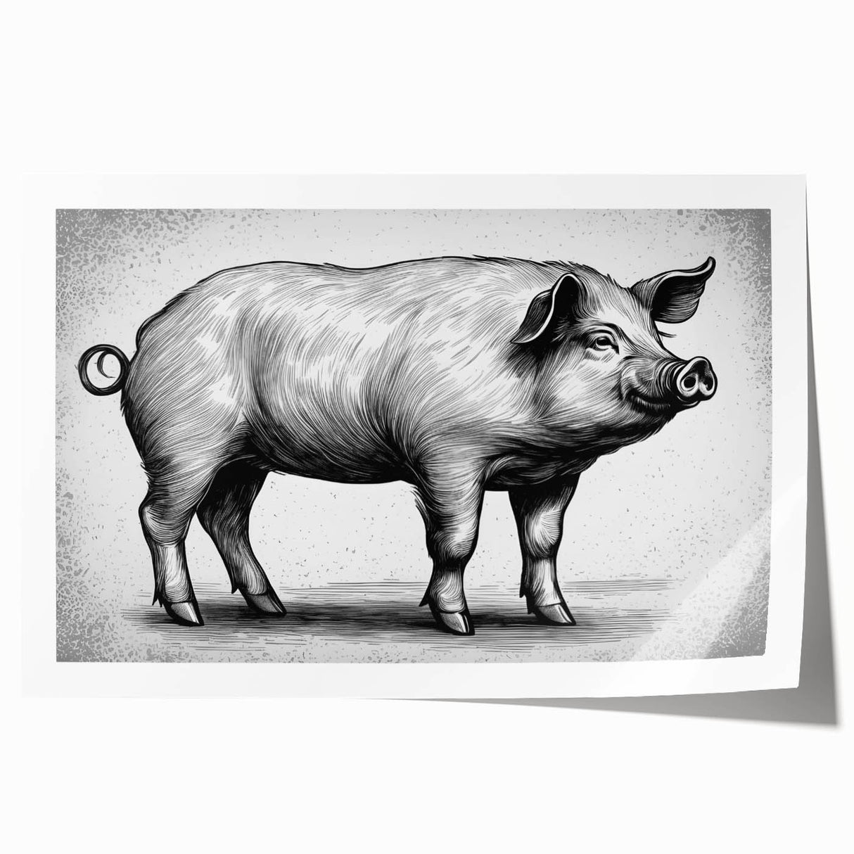 Vibrant wall art print featuring a whimsical pig design, showcasing colorful details and playful patterns, perfect for adding charm to any room decor.