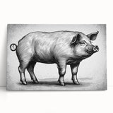 Whimsical pig wall art design on stretched canvas, showcasing vibrant colors and playful details, perfect for adding charm to home decor. Ideal for animal lovers.