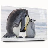 Acrylic wall art featuring a vibrant penguin design, displayed in a side view without pins, showcasing colorful details and a modern aesthetic, ideal for wildlife enthusiasts.