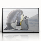 Framed acrylic wall art featuring a striking penguin design, set against a black background, ideal for modern home decor and animal lovers. This captivating piece adds a stylish touch to any living space.