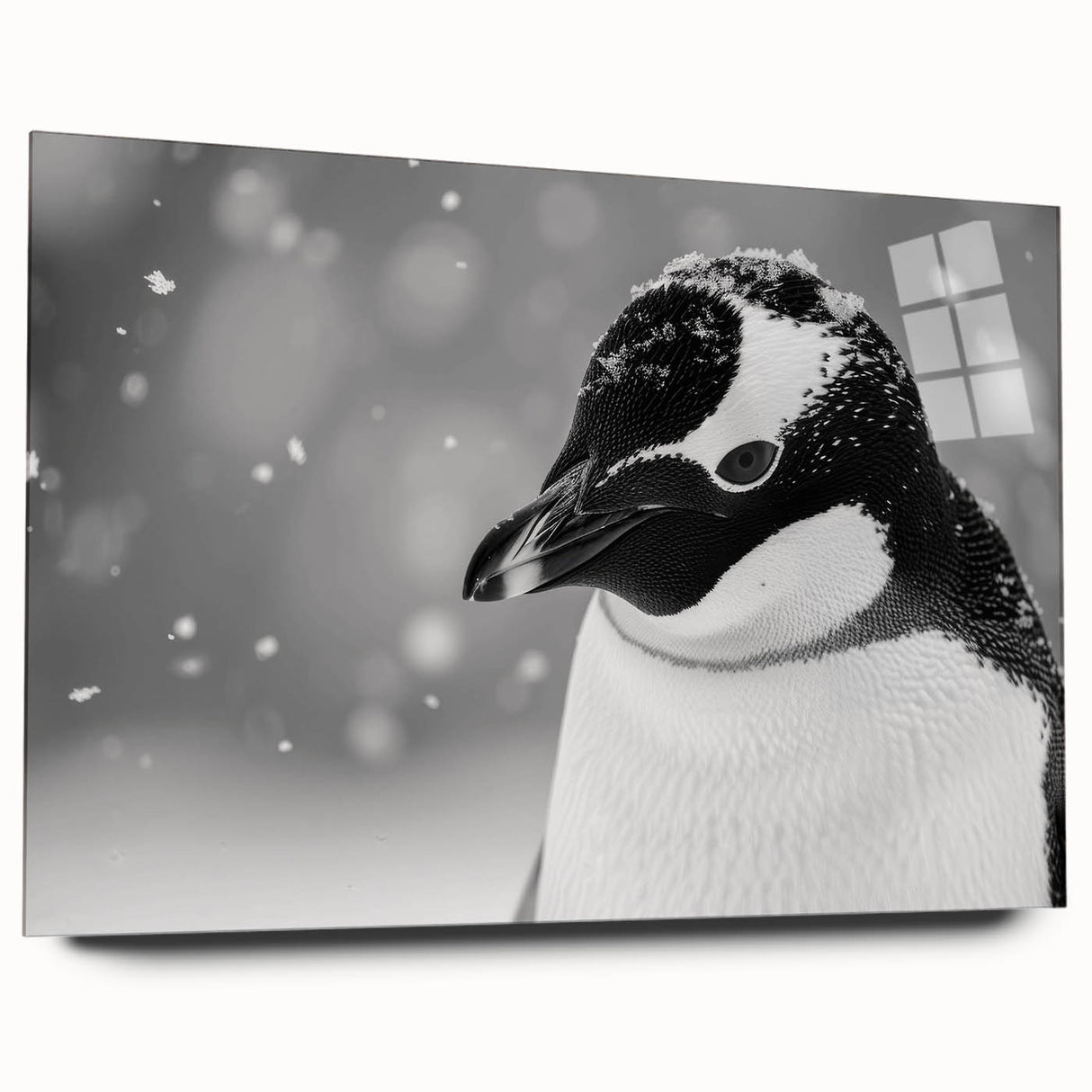 Acrylic glass wall art featuring a side view of a penguin design from the Animals A Wild Life collection, showcasing vibrant colors and detailed textures. Ideal for animal lovers and modern home decor.