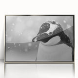 Framed wall art featuring a silver-accented design of a penguin, showcasing a modern aesthetic with vibrant colors, perfect for animal lovers and home decor enthusiasts.