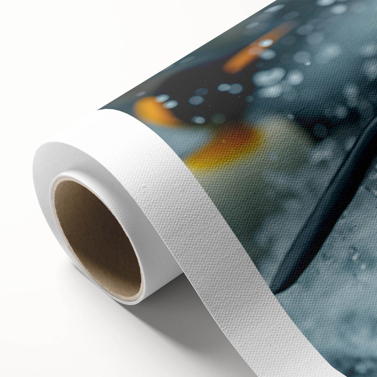 Rolled canvas print showcasing a vibrant penguin design, part of a wildlife wall art collection, featuring bold colors and intricate details for nature lovers.