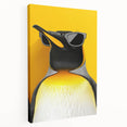 Stretched canvas wall art showcasing a vibrant penguin design, featuring bold colors and intricate details, perfect for animal lovers and modern decor.