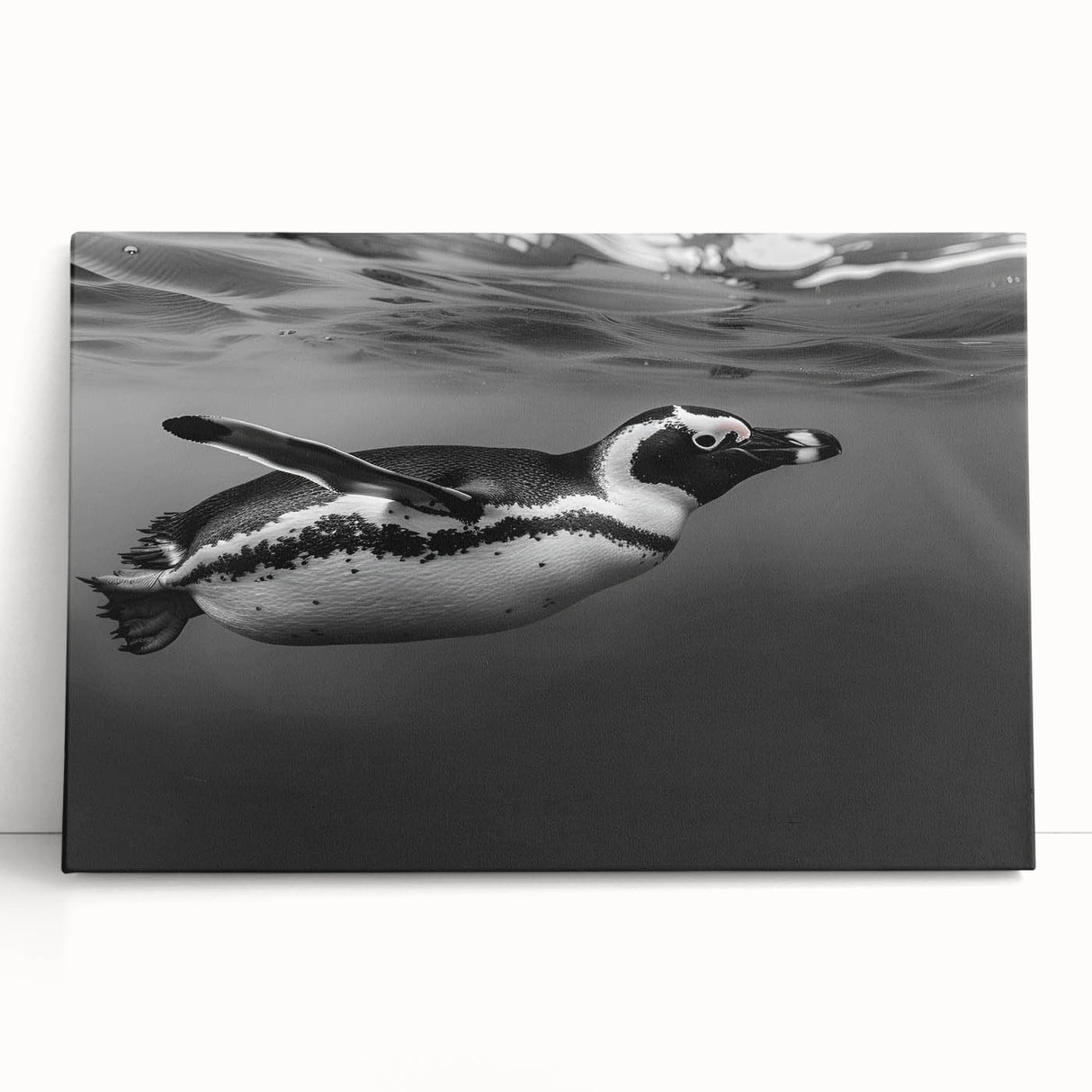 Stretched canvas wall art depicting a vibrant penguin design, showcasing a minimalist and playful aesthetic, perfect for enhancing modern home decor with a touch of wildlife charm.