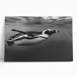 Stretched canvas wall art depicting a vibrant penguin design, showcasing a minimalist and playful aesthetic, perfect for enhancing modern home decor with a touch of wildlife charm.