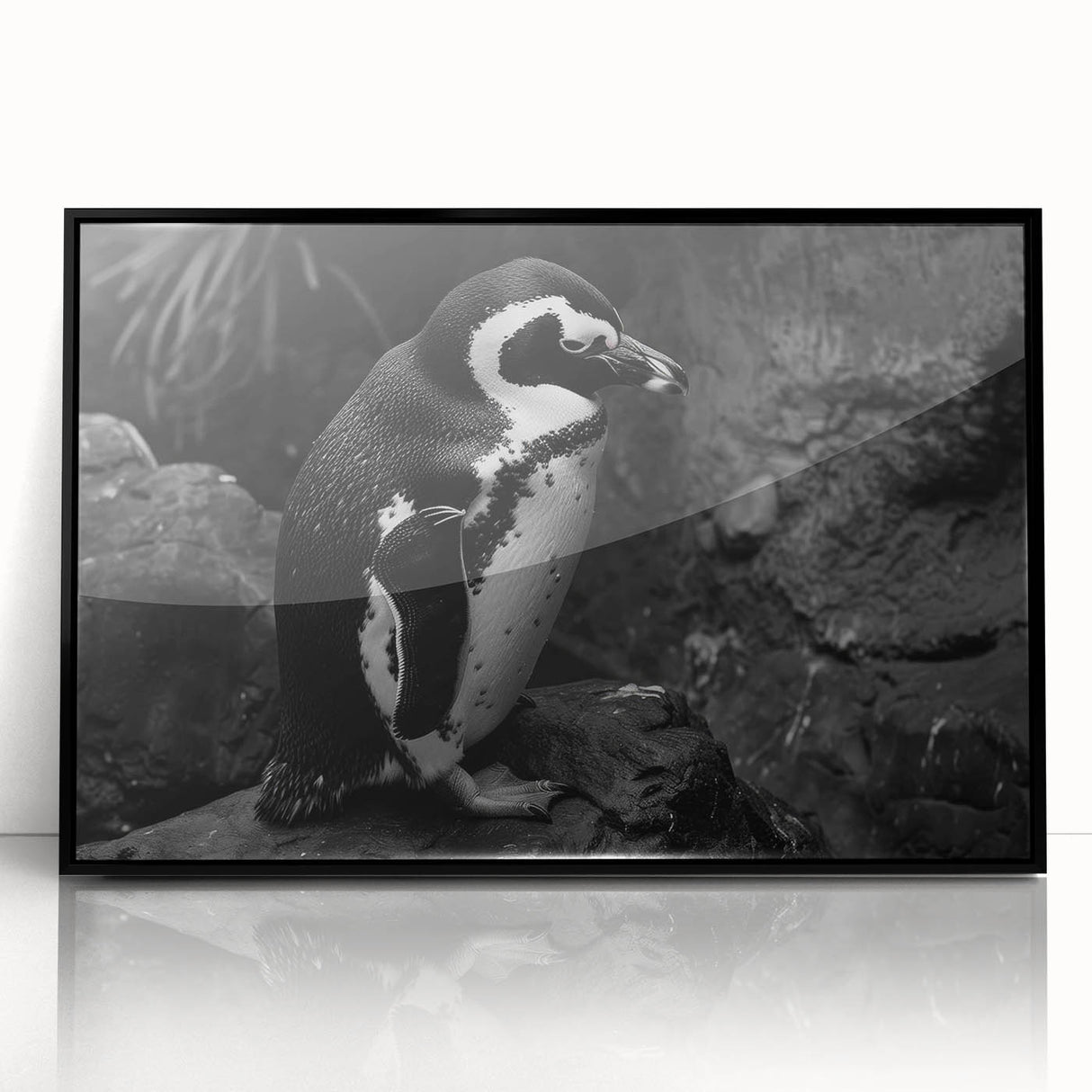 Framed acrylic wall art featuring a captivating penguin design, showcasing vibrant colors and intricate details, ideal for enhancing modern decor in any space.
