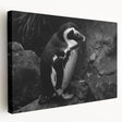 Stretched canvas wall art showcasing a side view of a whimsical penguin design, perfect for animal lovers and modern decor, in vibrant colors and playful detail.