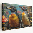 Stretched canvas wall art featuring a playful penguin design, showcasing vibrant colors and intricate details, perfect for animal lovers and home decor enthusiasts.