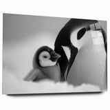 Acrylic glass wall art featuring a side view of a whimsical penguin design, showcasing vibrant colors and playful details, perfect for animal-themed decor.