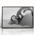 Framed acrylic wall art featuring a stylish black penguin design, ideal for modern decor, showcasing vibrant colors and intricate details in a sleek presentation.