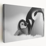 Stretched canvas wall art featuring a detailed penguin design, showcasing vibrant colors and intricate textures, ideal for animal lovers and modern decor enthusiasts.