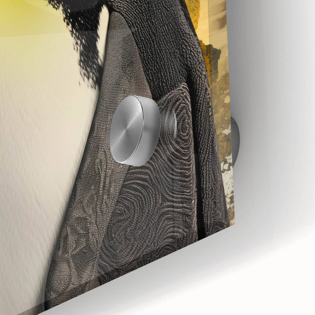 Close-up of a vibrant acrylic glass wall art piece featuring a playful penguin design, showcasing detailed textures and colors, perfect for wildlife enthusiasts' home decor.