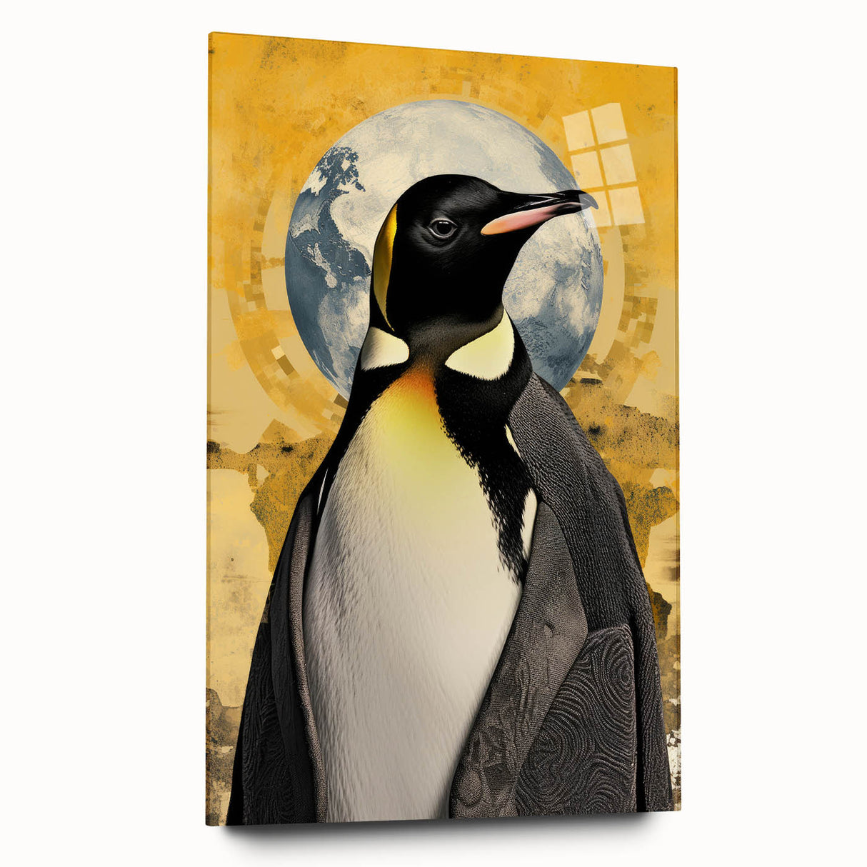 Acrylic wall art featuring a vibrant penguin design from the "Animals of the Wild" collection, displayed in profile view against a minimalist background, ideal for animal lovers and modern decor.