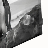 Close-up view of a vibrant penguin wall art design on acrylic glass, showcasing detailed textures and colors, ideal for wildlife-themed decor in modern interiors.