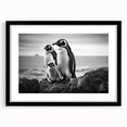 Black-framed wall art featuring a whimsical penguin design from the 'Animals A Wild Life' collection, showcasing vibrant colors and playful details, perfect for animal lovers.