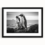 Black-framed wall art featuring a whimsical penguin design from the 'Animals A Wild Life' collection, showcasing vibrant colors and playful details, perfect for animal lovers.