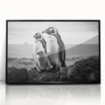 Framed wall art featuring a stylish black acrylic penguin design from the "Animals: A Wild Life" collection, showcasing modern aesthetics and vibrant colors against a minimalist backdrop. Ideal for animal lovers and contemporary decor enthusiasts.