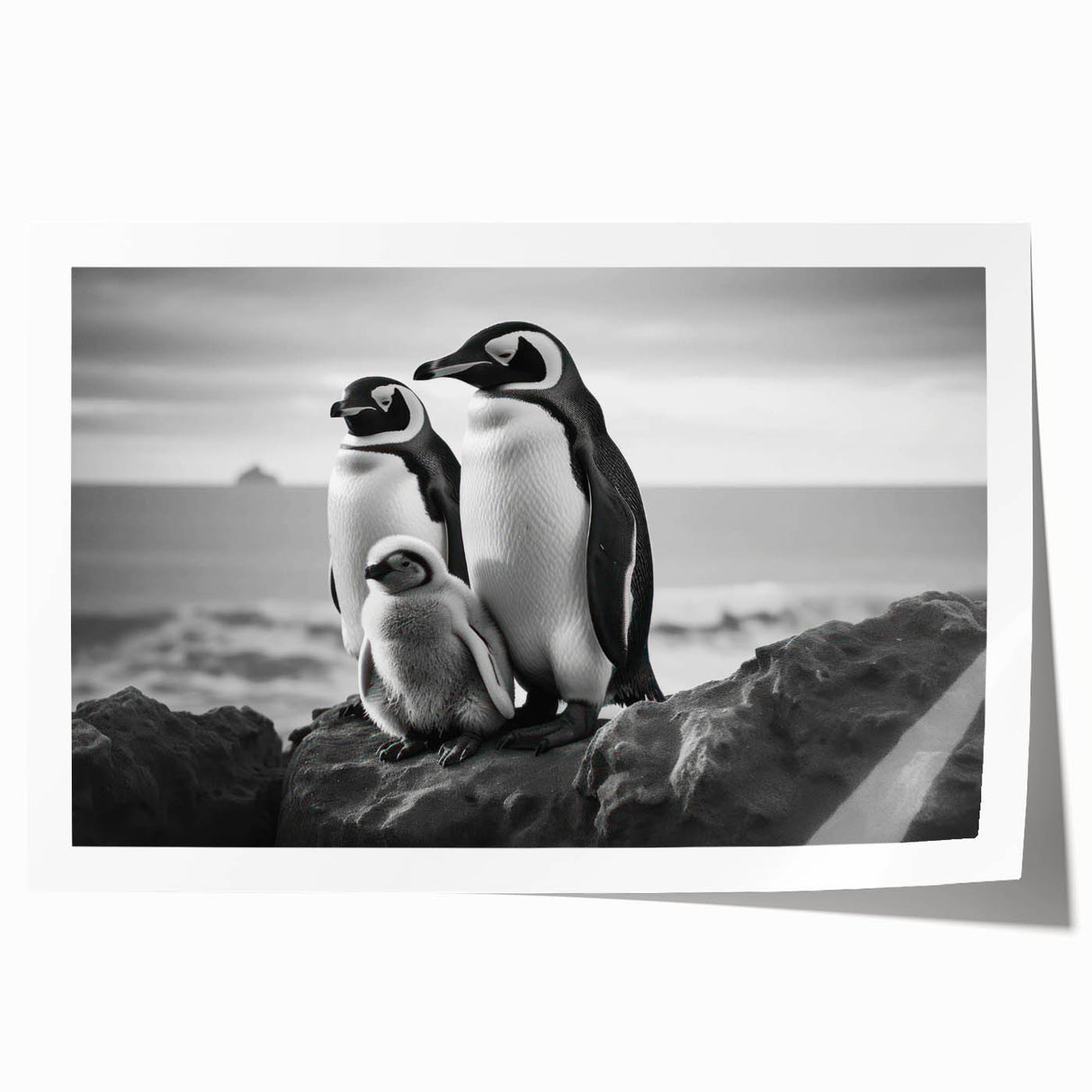 Adorable penguin wall art print featuring a colorful, whimsical design, perfect for animal lovers and modern decor. Ideal for brightening up any space.