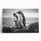 Colorful penguin design on stretched canvas wall art, showcasing a whimsical wildlife theme, perfect for adding charm to any room's decor.