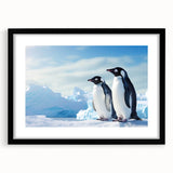 Framed black wall art featuring a penguin design from the Animals A Wild Life collection, showcasing vibrant colors and a modern aesthetic suitable for home decor.