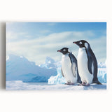 Stretched canvas wall art featuring a whimsical penguin design, showcasing vibrant colors and playful details, perfect for animal lovers and modern decor.
