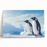 Stretched canvas wall art featuring a charming penguin design, showcasing vibrant colors and a playful aesthetic, perfect for animal lovers and home decor enthusiasts. Ideal for adding a whimsical touch to any space.