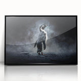 Framed acrylic wall art featuring a stylized penguin design in a black frame, perfect for adding a modern touch to wildlife décor. Ideal for animal lovers and home decoration.