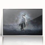 Framed acrylic wall art featuring a stylish penguin design, showcasing vibrant colors and modern aesthetic, ideal for animal lovers and contemporary decor.