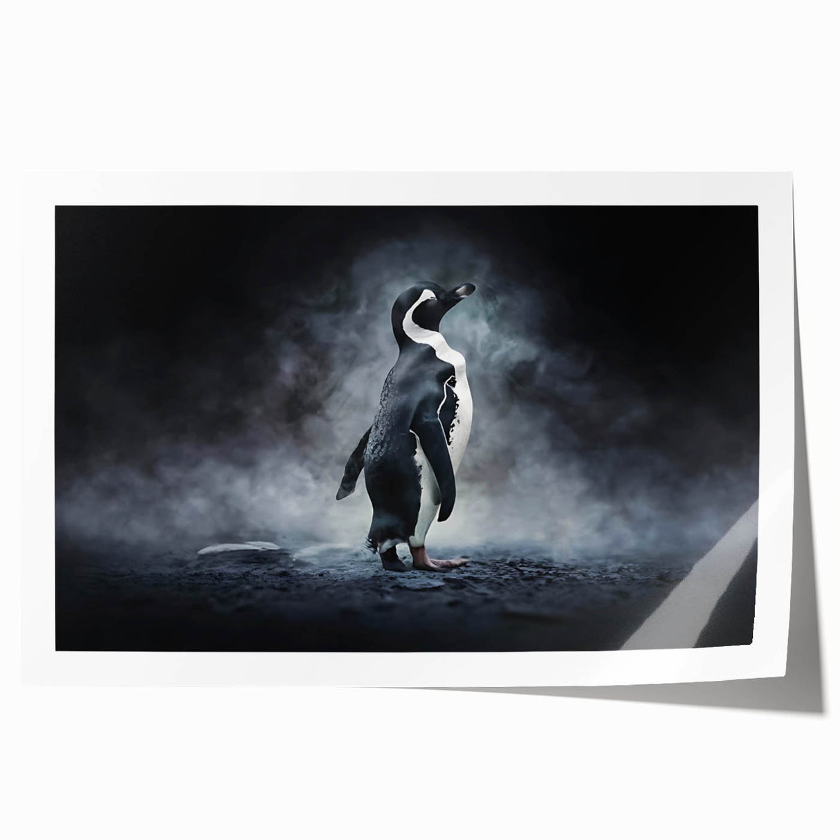 Penguin-themed wall art print featuring vibrant colors and intricate details, presented as a rolled canvas, perfect for adding a whimsical touch to home decor.