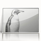 Framed acrylic wall art featuring a vibrant penguin design from the Animals A Wild Life collection, showcasing a white border and contemporary style, perfect for animal lovers and modern decor.