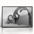 Framed acrylic wall art featuring a striking penguin design, showcasing vibrant colors against a black background, perfect for wildlife enthusiasts and modern decor.