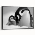 Framed canvas wall art featuring a side view of a penguin design with vibrant colors, ideal for animal lovers and modern home decor enthusiasts.