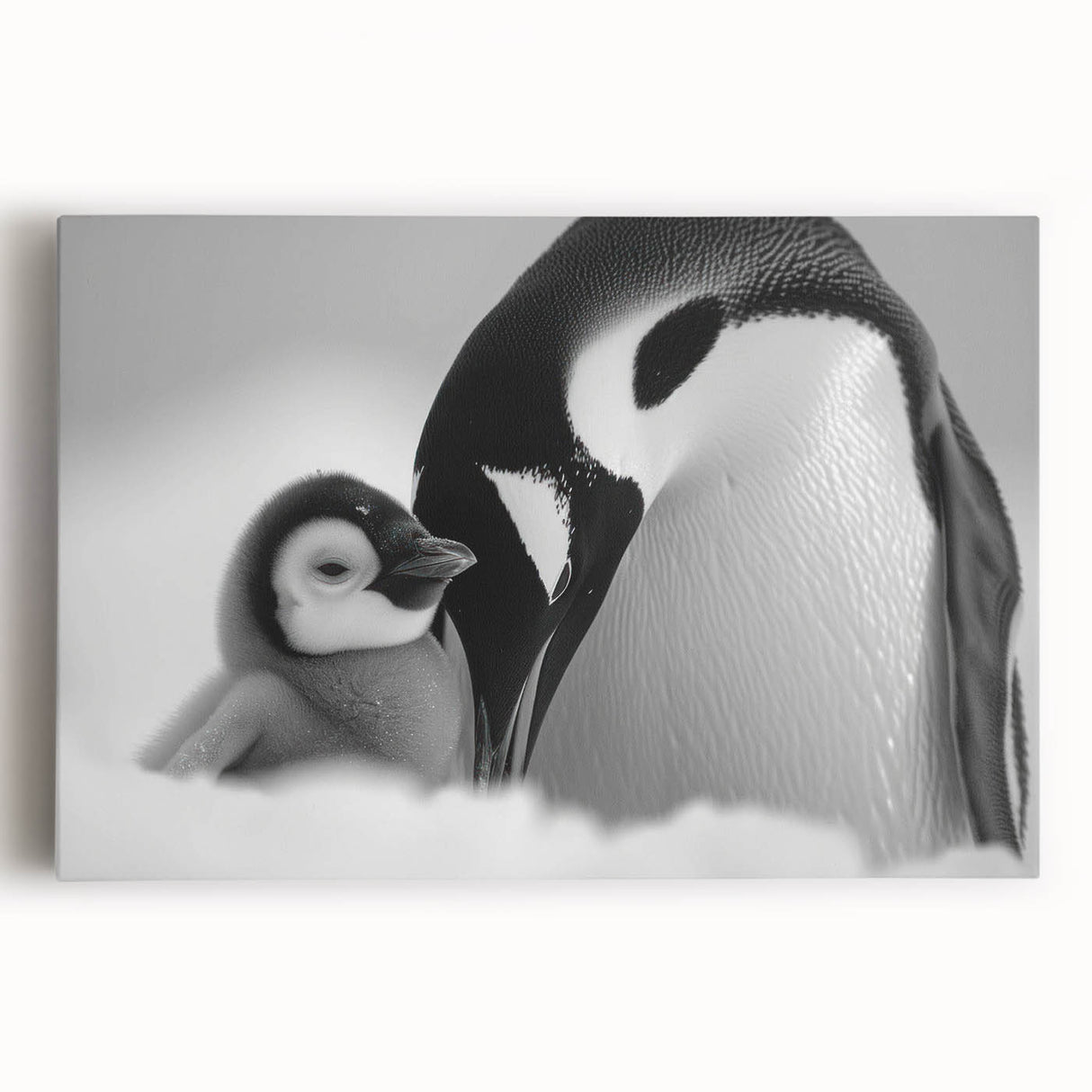 Stretched canvas wall art featuring a vibrant illustration of a playful penguin in a colorful, whimsical design. Ideal for animal lovers and children's decor.