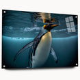 Acrylic glass wall art featuring a side view of a penguin design, showcasing vibrant colors and intricate details, perfect for animal lovers and modern decor.