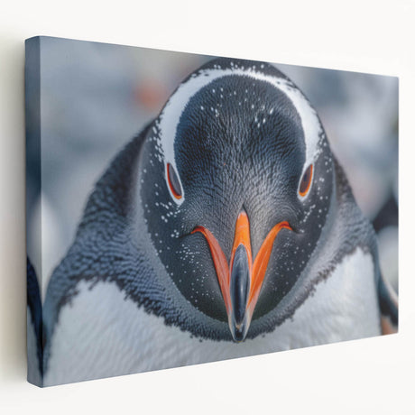 Stretched canvas artwork showcasing a vibrant penguin design, perfect for wildlife enthusiasts, featuring bold colors and intricate details for a stunning home decor piece.