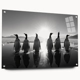 Side view of a penguin-themed wall art piece made of acrylic glass, showcasing vibrant colors and intricate design, ideal for animal lovers and modern decor.