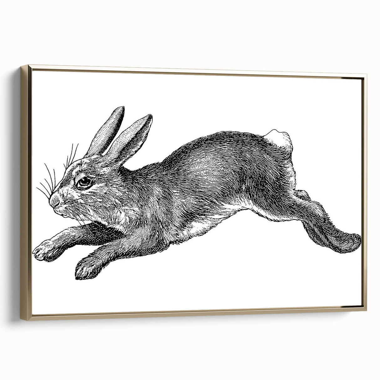 Framed wall art featuring a whimsical rabbit design from the Animals A Wild Life collection, showcasing vibrant colors and a stylish gold frame, perfect for children's decor.