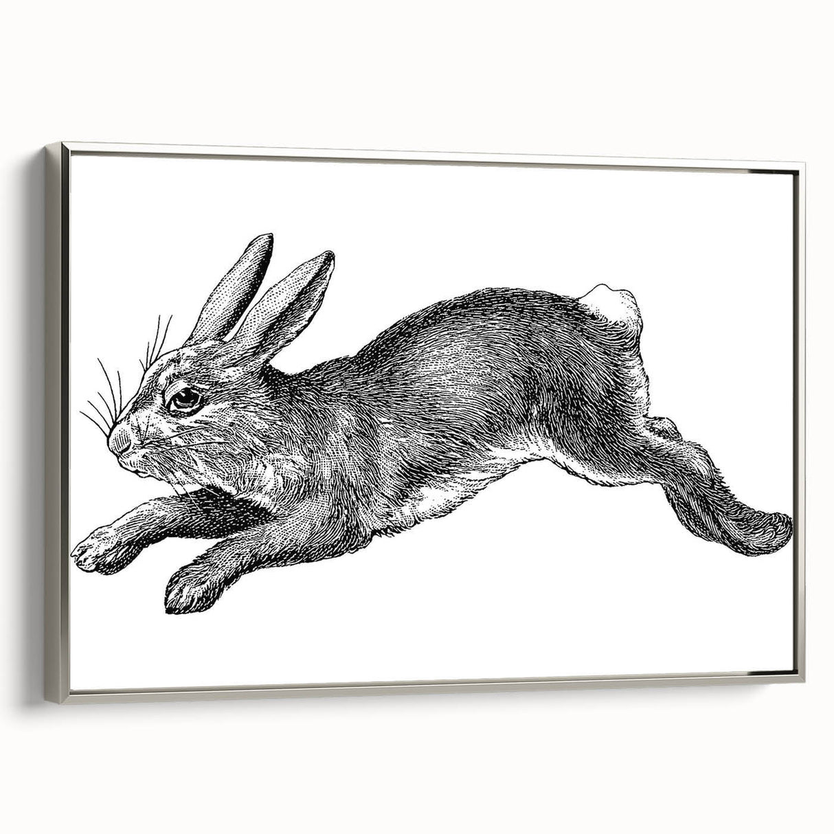 Framed canvas wall art depicting a whimsical rabbit design in soft pastel colors, displayed from the side against a neutral background, perfect for animal-themed decor.