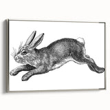 Framed canvas wall art depicting a whimsical rabbit design in soft pastel colors, displayed from the side against a neutral background, perfect for animal-themed decor.
