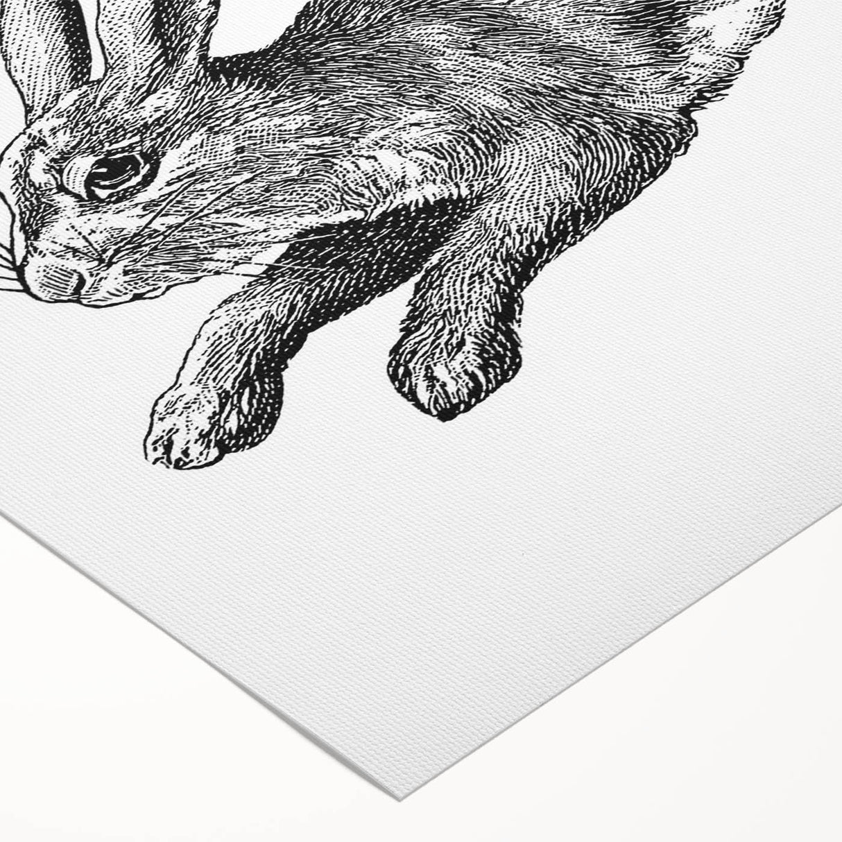 Rolled canvas artwork depicting a whimsical rabbit design, showcasing vibrant colors and intricate details, ideal for children's room decor or animal lovers.