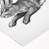 Rolled canvas artwork depicting a whimsical rabbit design, showcasing vibrant colors and intricate details, ideal for children's room decor or animal lovers.