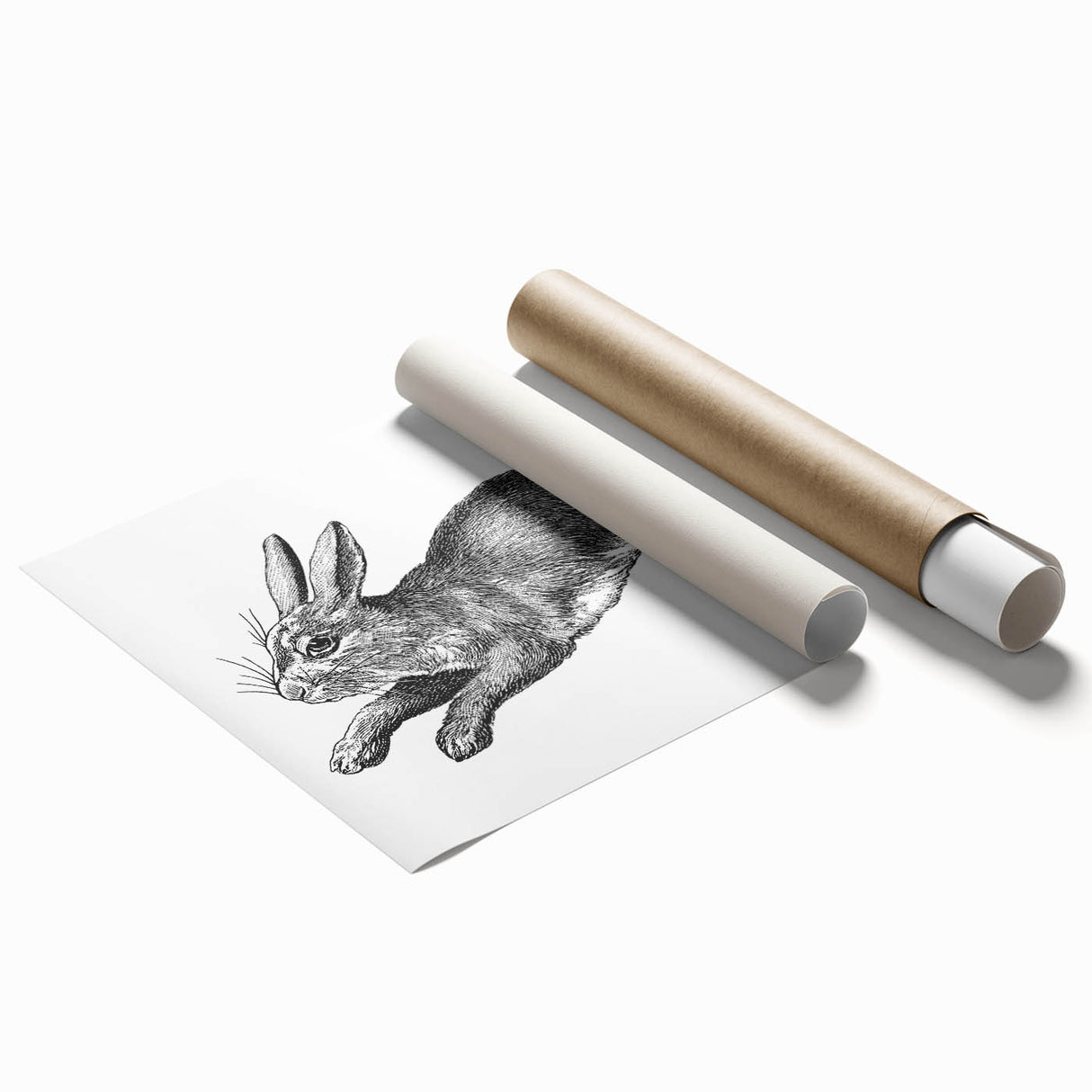 Whimsical rabbit design wall art print on high-quality paper, showcasing vibrant colors and intricate details, ideal for children's rooms or nature-themed decor.