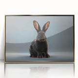 Framed wall art featuring a stylish rabbit design in gold acrylic, showcasing a contemporary aesthetic ideal for animal lovers, set against a neutral background.