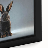 Close-up of a framed canvas wall art featuring a detailed rabbit design, showcasing vibrant colors and intricate patterns, ideal for animal lovers and home decor enthusiasts.