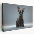 Side view of a stretched canvas wall art featuring a whimsical rabbit design in vibrant colors, ideal for animal lovers and home decor enthusiasts. This piece adds a playful touch to any room while showcasing artistic flair and creativity.