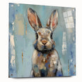 Acrylic wall art collection showcasing a whimsical rabbit design, displayed in a side view with mounting pins. Ideal for animal-themed decor.