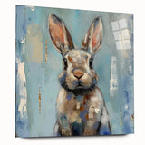 Colorful rabbit-themed wall art collection displayed in an acrylic glass frame, showcasing intricate designs and a modern aesthetic, perfect for animal lovers.